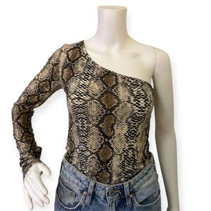 Snake Print One-Shoulder Top